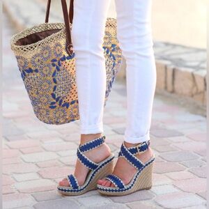 Tory Burch Lilah 120MM WEDGE ESPADRILLE SIZE 7
